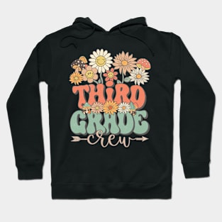 Back To School Retro Groovy Wildflower Third Grade Crew Funny Teacher Girls Hoodie